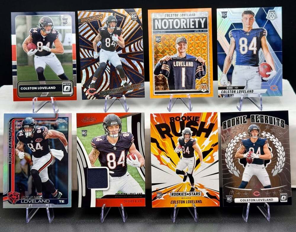 Colston Loveland Chicago Bears Rookie 8 Card Lot  Refractor Silver NFL Football